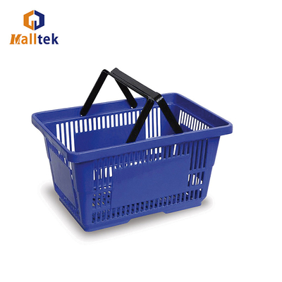 22L Supermercado de doble mano Cesta de plástico / Supermercado de la cesta de mano