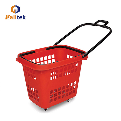 Cestas de compras populares con ruedas de PU para supermercados