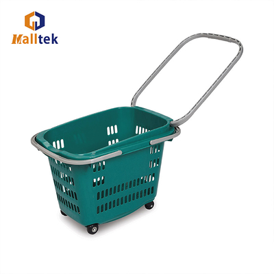 Venta caliente 55L Tienda de venta al por menor Cestas de compras rodantes con 4 ruedas